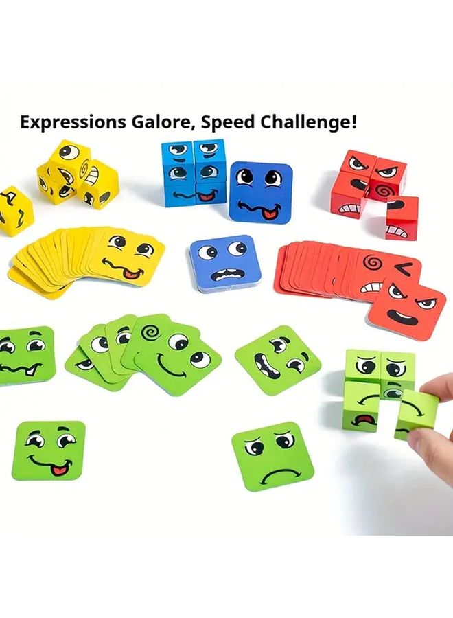 Childrens Face Changing Block Toys Logic Training Game Tin Box 72 Cards - Image 3